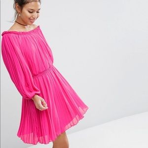 Off Shoulder Pleated Dress